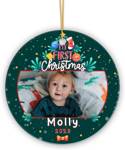 Vista 19 de Adorno de Navidad personalizado con foto para bebé, mi segunda Navidad, adorno de recuerdo de bebé, adornos colgantes de Navidad
