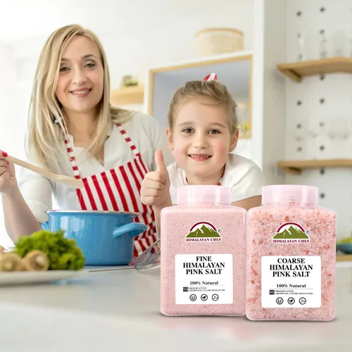 Vista 8 de Himalayan Chef Sal rosa del Himalaya, sal rosa fina y gruesa, sal 100% natural y orgánica, enriquecida con 84 minerales Sin OMG, vegano, Kosher