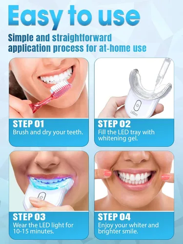 Vista 5 de Kit de blanqueamiento de dientes con luz LED – Diente sensible blanco 35% Peróxido de carbamida Gel Pen Dental Boca Bandejas Blanqueador Profesional