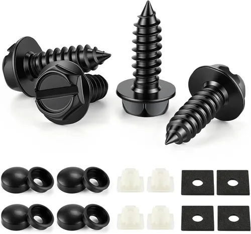 Vista 10 de Juego de tornillos antirrobo para placa de matrícula para asegurar marcos y cubiertas, pernos para placa de matrícula, tornillos M6 (1/4") a prueba