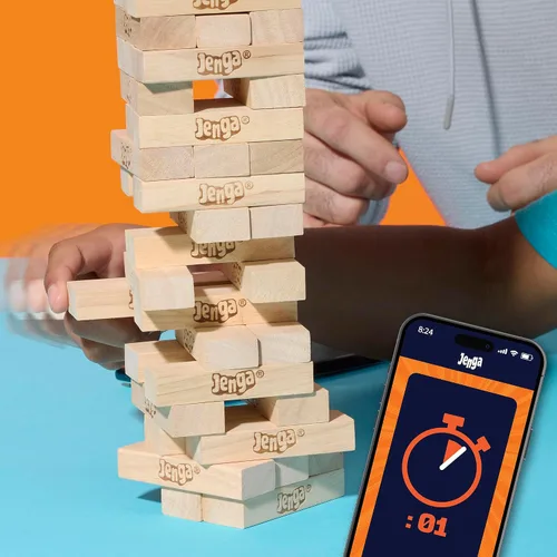 Vista 10 de Juego oficial de Jenga de Hasbro Games Dado digital para 6 formas más de jugar Juego original de bloques de madera Torre de apilamiento