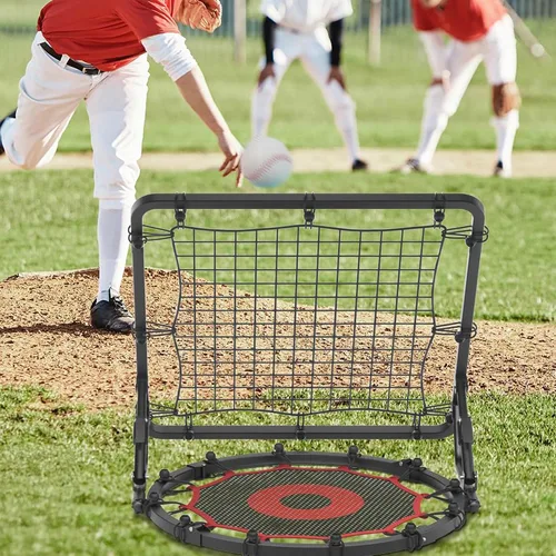 Vista 7 de Dual-Sided Adjustable Baseball Rebound Net for Multi-Sport,Includes 2 Balls Negro