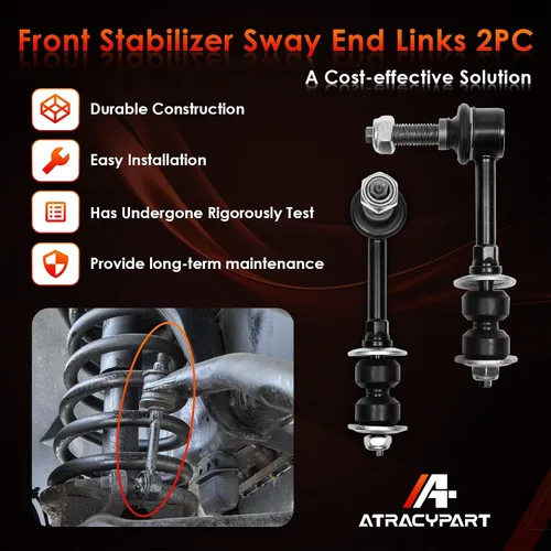 Vista 4 de Enlace estabilizador de barra antirrollido frontal 2 piezas izquierda y derecha 4WD, compatible con Ram 1500 2006-2008, Ram 2500 2006-2009, Ram 3500