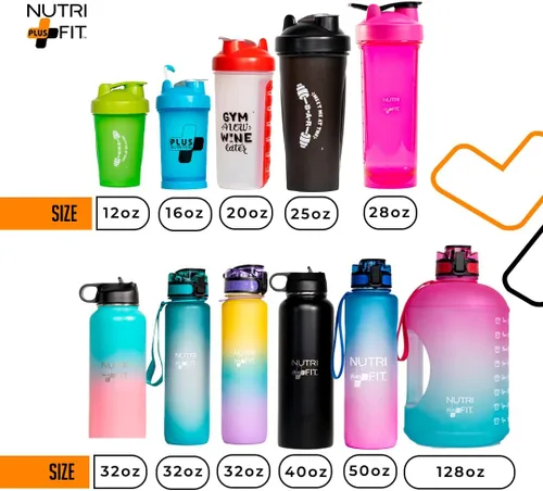 Vista 8 de Botellas de agua motivacionales de un galón de Nutrifit (azul)