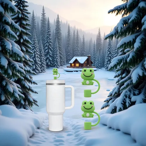 Vista 9 de 2 fundas de popote de rana verde para copa Stanley, fundas de silicona compatibles con tazas Stanley, toppers para vasos Stanley de 30 oz/40 onzas