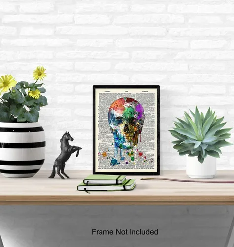 Vista 4 de Decoración de calavera – Decoración de pared de calavera – Arte de pared de graffiti – Decoraciones góticas – Arte gótico – Pósteres Grunge