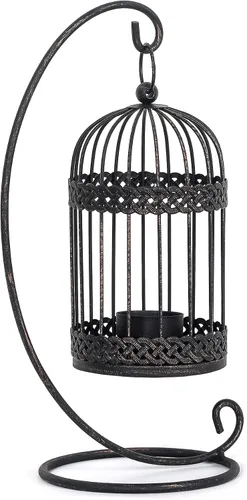 Vista 10 de Asense Portavelas de metal, modernos candelabros rústicos de granja, faroles decorativos para interiores y exteriores, mantel de mesa, estilo 1
