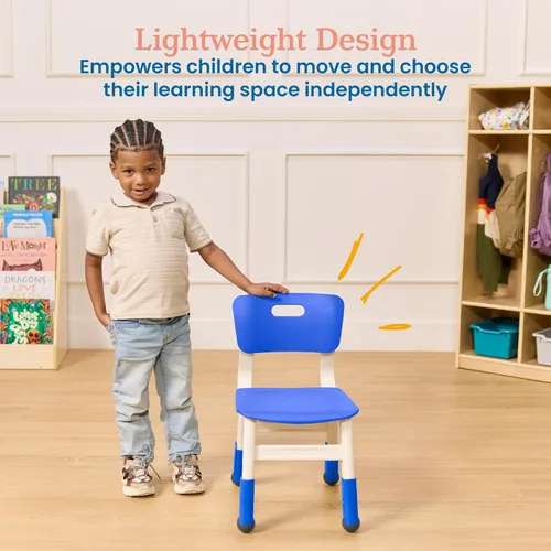 Vista 6 de ECR4Kids Silla ajustable para aula, asientos flexibles, color azul, paquete de 2