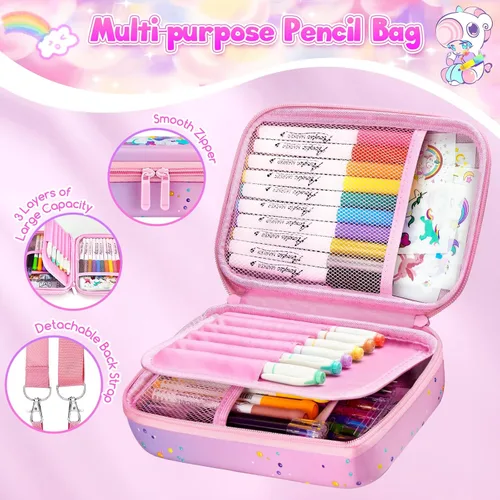 Vista 4 de CGBOOM Juego de marcadores perfumados con bonito estuche para niños, 40 marcadores de pintura como suministros de arte y regalo de creatividad