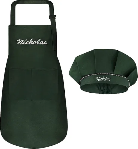 Vista 13 de Juego de delantal personalizado y sombrero de chef, bonito disfraz de chef para niños, delantales con bolsillos para cocinar, pintar, fiestas