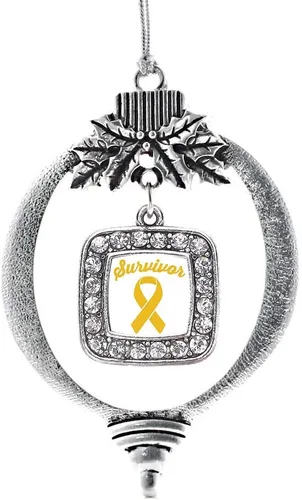 Vista 132 de Inspired Silver - Adorno con dije de reina de rodillo - Adornos navideños cuadrados de plata con joyas de circonita cúbica