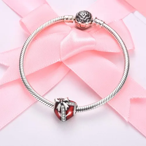 Vista 3 de DALARAN Dijes de Navidad para pulsera de plata de ley, copo de nieve azul con circonita cúbica para mujer