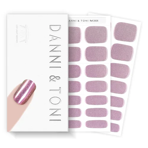 Vista 29 de DANNI & TONI Tiras de uñas de gel semicuradas, color rosa champán, ojos de gato, 28 calcomanías de regalo para mujer Aqua Ripple