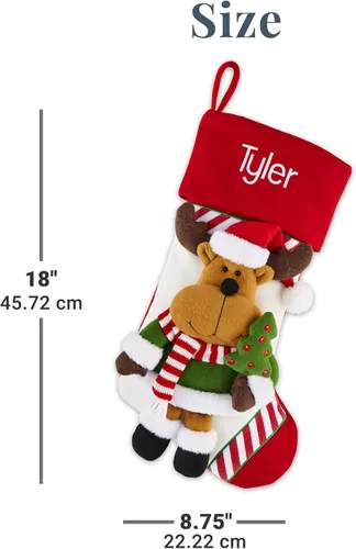 Vista 6 de Let's Make Memories - Medias navideñas personalizadas para la familia - Bordadas - De felpa 3D - Decoración navideña - 8"x18" - Familia bastón