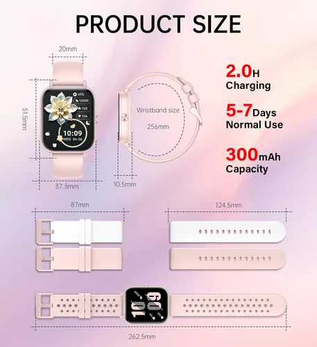 Vista 8 de Reloj inteligente para mujeres y hombres (respuesta/hacer llamadas), monitor de fitness, pantalla HD de 1.83 pulgadas con monitor de frecuencia