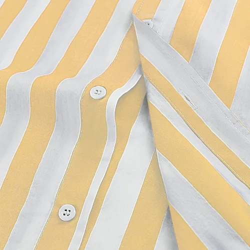Vista 6 de Gnvviwl Camisa casual de manga corta con botones para hombre, camisa de vestir de algodón a rayas con bolsillo
