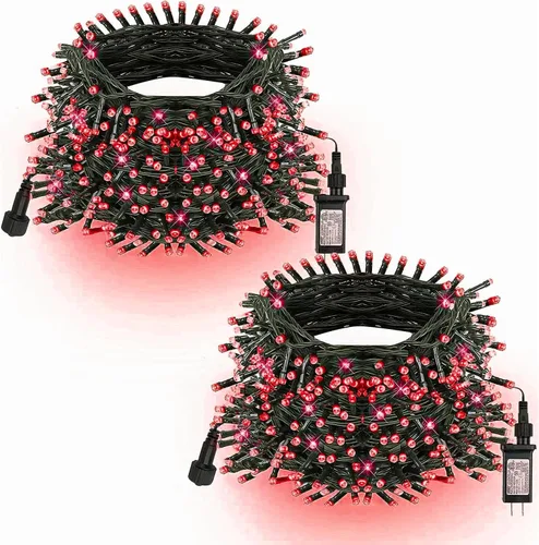 Vista 29 de TW SHINE - Luces de Navidad que cambian de color, 200 luces LED RGB de 66 pies, luces de Halloween para exteriores con control remoto, impermeables