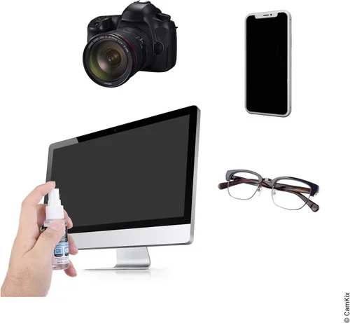 Vista 5 de Kit de limpieza para lentes/gafas de sol - Herramienta de limpieza de lentes con 2 juegos de almohadillas de repuesto, botella de spray de limpieza