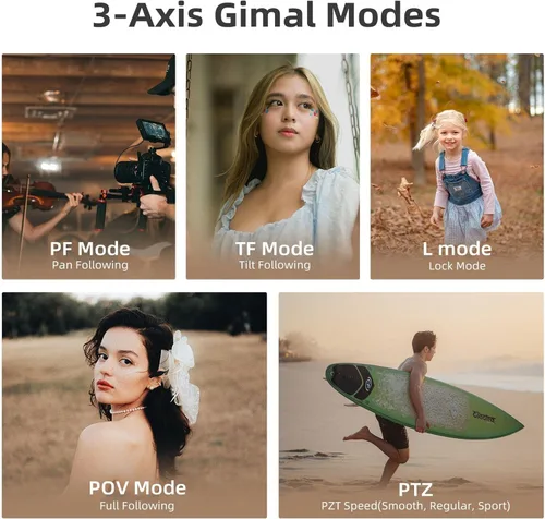 Vista 3 de ORDRO M5 Gimbal Camera for Vlogging 3-Axis Stabilizer Face Tracking 3.5'' Flip Touchscreen, IR Night Vision, 120° wide view,180° Rotatable Lens