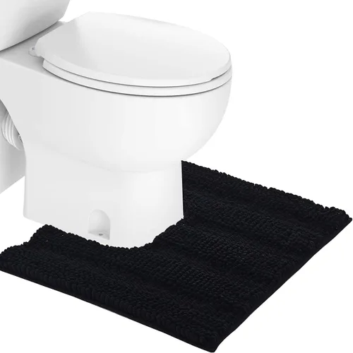 Vista 32 de NICETOWN Tapete negro para baño, antideslizante, suave, absorbente de agua, tapete de bajo perfil para entrada, tapete para vestíbulo, puerta