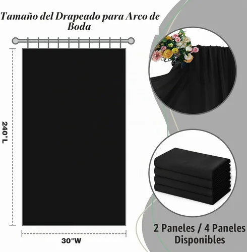 Vista 3 de SiinvdaBZX 2 paneles de boda arco draping tela negro cortinas transparentes
