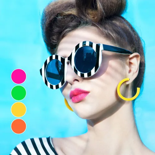Vista 4 de Skylety 4 pares de aretes de neón de los años 80 para mujer, aretes colgantes retro de los años 90 para fiesta de los años 80, accesorios de disfraz