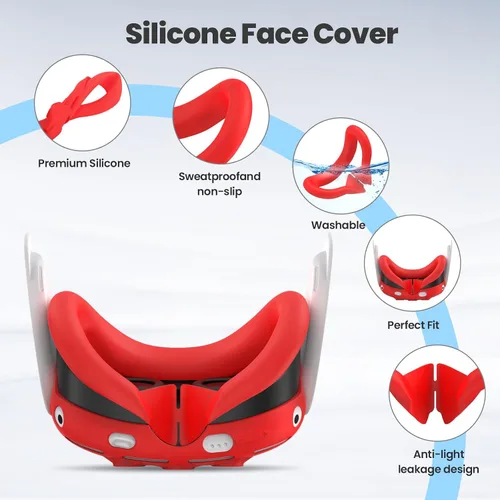 Vista 4 de Funda protectora de silicona compatible con MetaQuest 3, cubierta de agarre para controlador de realidad virtual, cubierta de carcasa de realidad