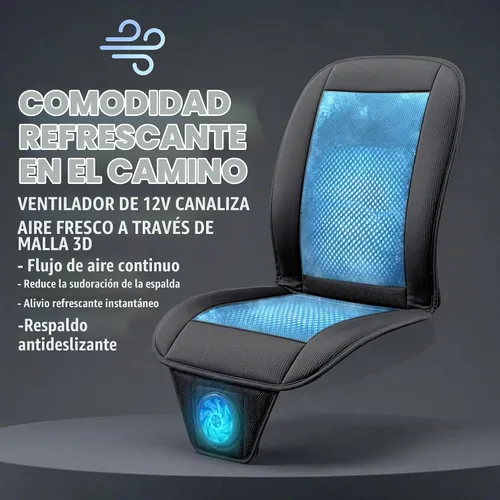 Vista 6 de ZONETECH Cojín de enfriamiento para asiento de auto 12V negro, temperatura ajustable, cómodo cubreasiento de auto