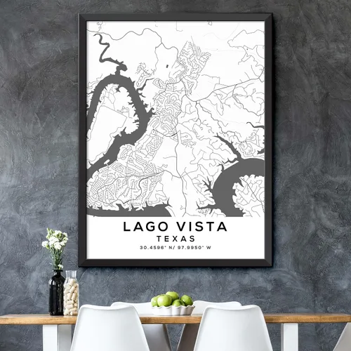 Vista 5 de Mapa de Lago Vista, Texas, Light 2 (24x36)