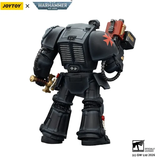 Vista 6 de JOYTOY Black Templars Warhammer 40k 1/18 Figura de acción Black Templars Terminator 1 con espada de poder y bolter de tormenta, regalos