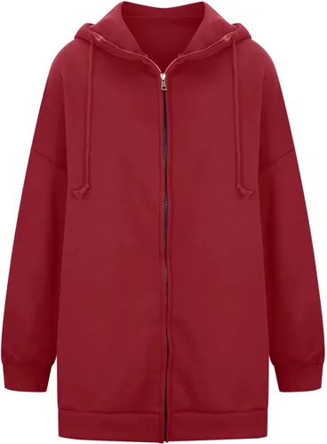 Vista 6 de Ceboyel Sudadera de gran tamaño para mujer, ajuste holgado, cremallera completa, sudaderas largas de moda, chaquetas Y2K de moda, trajes