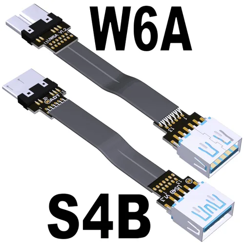 Vista 2 de ADT-Link Cable USB A hembra a micro B macho plano flexible arriba y abajo y izquierdo y derecho en ángulo USB 3.0 Micro B a cable de datos tipo A