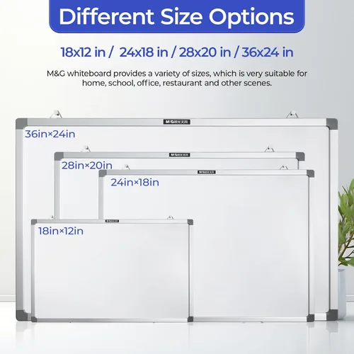 Vista 6 de M&G Pizarra blanca magnética de borrado en seco para pared, pizarra blanca de 24 x 18 pulgadas con 2 marcadores y 2 imanes y 1 borrador, pizarra