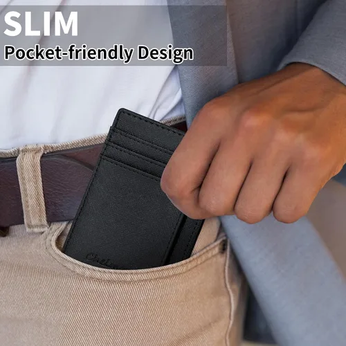 Vista 47 de Cartera Chelmon Slim RFID - Cartera de bolsillo frontal minimalista para tarjetas de crédito delgadas