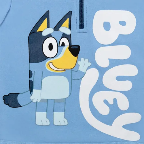 Vista 3 de Bluey Sudadera con capucha de forro polar con media cremallera para niños pequeños a grandes Azul
