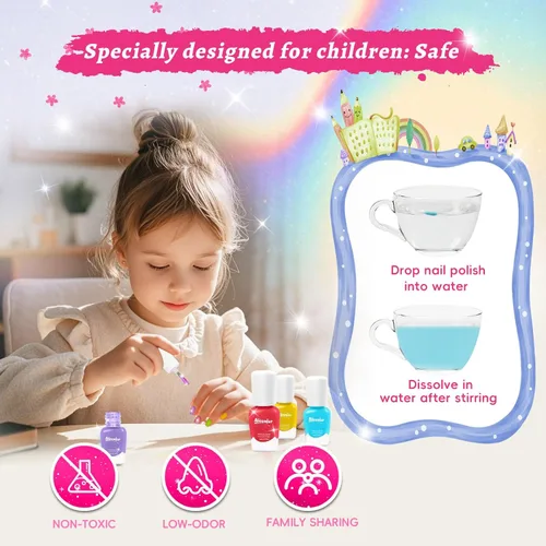 Vista 4 de Juego de Esmalte de Uñas de Secado Rápido para Niños, Esmalte de Uñas No Tóxico para Niños Pequeños, Esmalte para Uñas de las Manos Despegable a