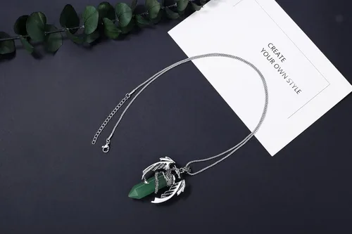 Vista 3 de MAIBAOTA Collar de dragón para hombres y mujeres, collar de cristal, collares geniales para hombre, joyería de dragón, collar de piedras preciosas