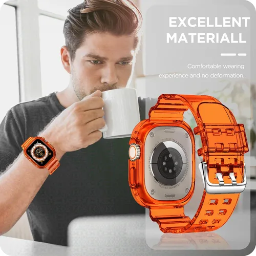 Vista 266 de DABAOZA - Correa transparente compatible con Apple Watch con estuche protector, correa deportiva de TPU con brillo para mujeres y hombres