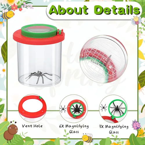 Vista 3 de Coopay Caja de insectos con aumento de 4 piezas, visor de insectos, jaula para insectos criadores, contenedor, jaula para atrapar insectos, kit