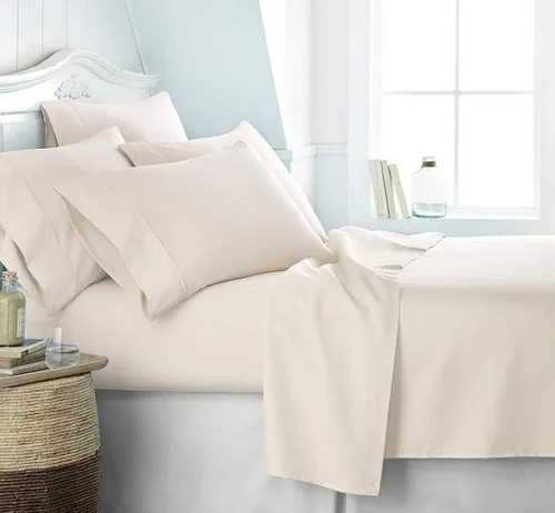 Vista 32 de Sábana egipcia beige maciza Full- 1 sábana bajera ajustable extra profunda para colchón de 16.0 in a 18.0 in