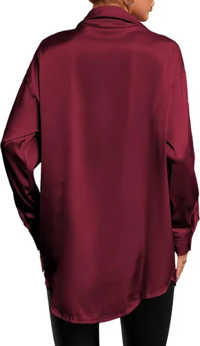 Vista 2 de LYANER Blusa de manga larga con cuello en V y botones para mujer