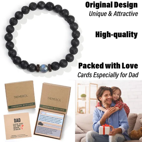 Vista 6 de Regalos de Navidad para niños, hombres, amor, fuerza, pulsera de piedras preciosas naturales para hijo, nieto, papá, novio, marido, hermano
