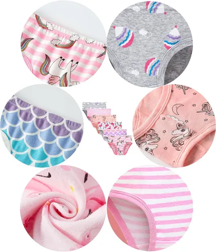 Vista 2 de KikizYe Bragas de algodón suave para niñas pequeñas y grandes, ropa interior surtida
