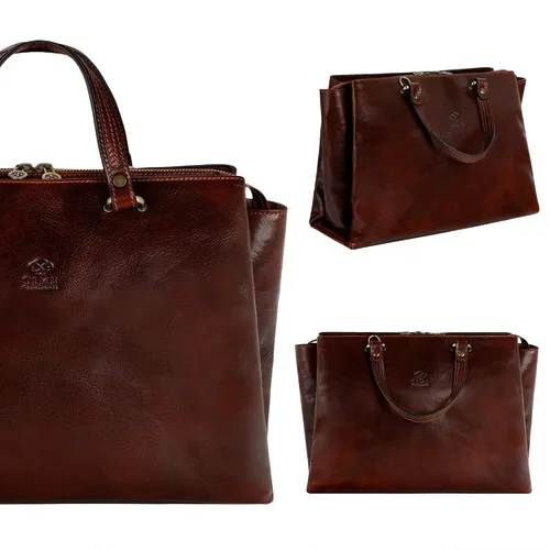 Vista 5 de Time Resistance Bolso de cuero para mujer - Bolso italiano hecho a mano - Bolso con asa superior - Bolso de mujer - Bolso de piel de vaca - Shopper