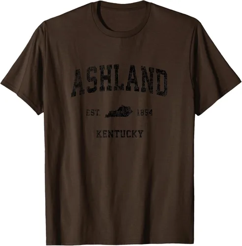 Vista 7 de Ashland Kentucky KY Vintage Sports Design Camiseta de impresión negra Asfalto