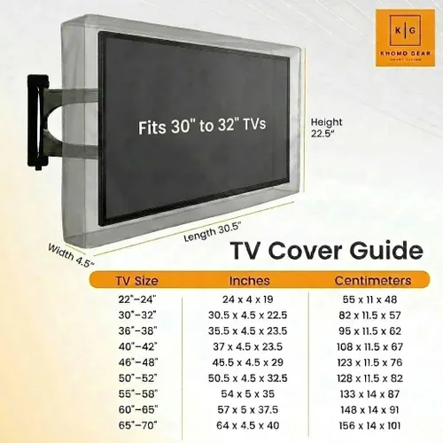 Vista 5 de Funda de TV para exteriores, protector universal resistente a la intemperie para TV de 30 a 32 pulgadas, se adapta a la mayoría de soportes