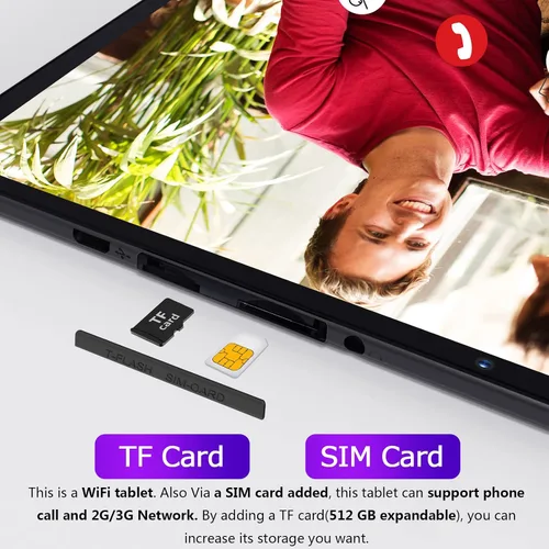 Vista 3 de PRITOM Tableta de teléfono Android 13 de 10 pulgadas con ranura SIM, 64 GB Quad Core, pantalla táctil IPS, cámara trasera de 8 MP WiFi GPS Bluetooth