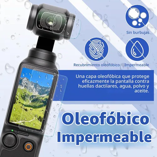 Vista 2 de DJI Osmo Pocket 4/Pocket 3 - Protector de pantalla, resistente a los arañazos, película LCD de vidrio templado Ultra-HD y protector de lente