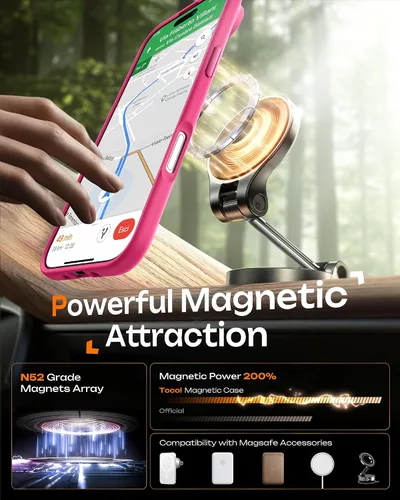 Vista 172 de TOCOL Funda para iPhone 11, compatible con Magsafe, protección completa de cámara, imanes integrados, protección contra caídas, funda translúcida