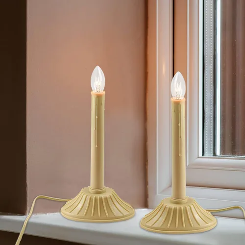 Vista 7 de Abeja Velas de Ventana de Navidad de 3 Luces, Lámpara de Vela de Ventana Eléctrica, Lámpara de Vela de Navidad con Enchufe y 4 Bombillas C7